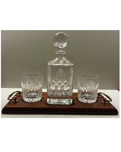 Square Decanter and 2 Glasses and Base - POA